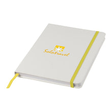 Load image into Gallery viewer, White A5 Spectrum Coloured Strap Notebook