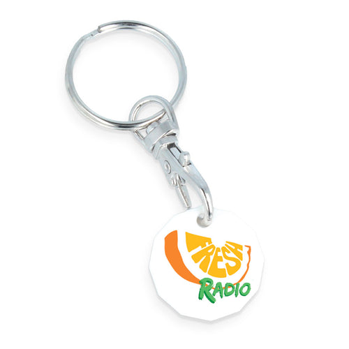 Eco Trolley Coin Keyring (White)